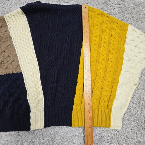 Maeve Sweater Womens Medium Petite Colorblock Cable Knit Oversized Anthropologie - Picture 9 of 11